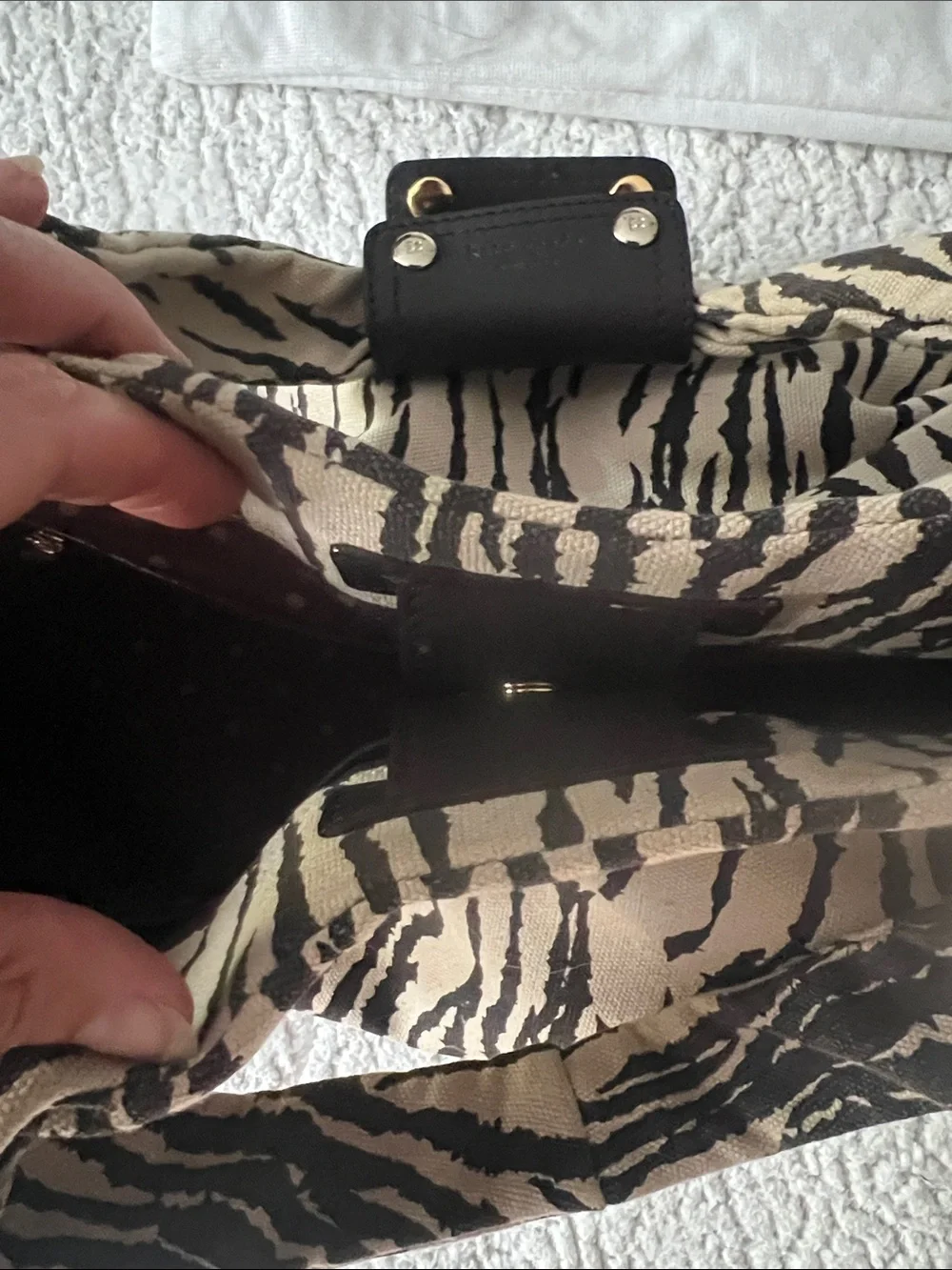 kate spade Zebra-Print Shoulder Bag in Black and Cream
